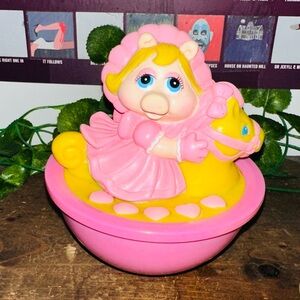 Vintage Muppets Miss Piggy Remco 1980’s Weeble Wobble Baby Toy